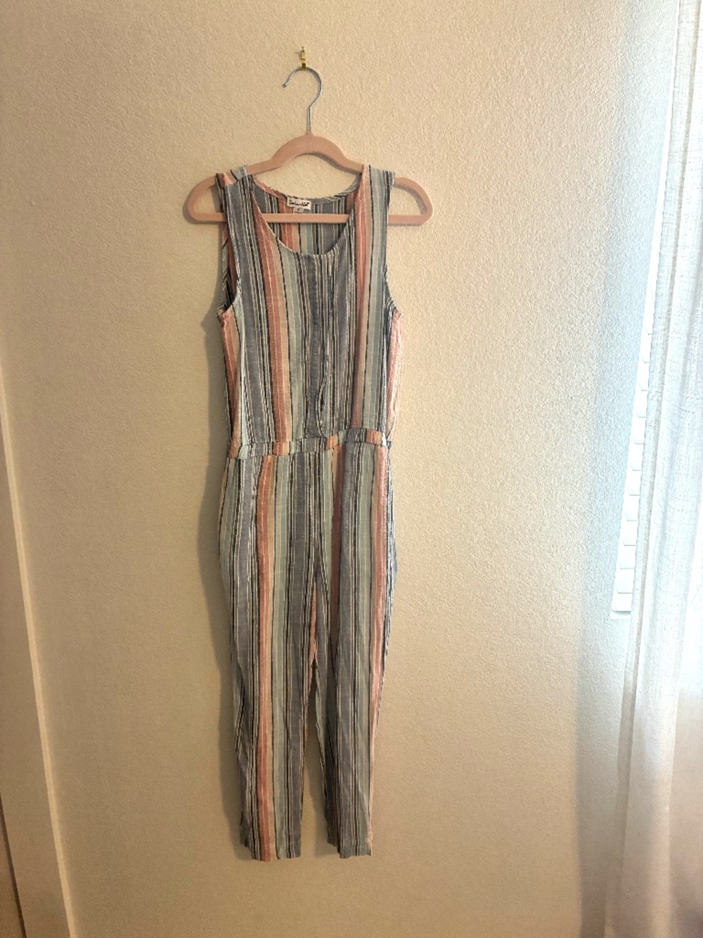 Splendid Girls Striped Linen Blend Jumpsuit | Size 12